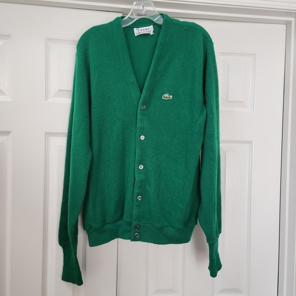 Izod Lacoste Men's Green Cardigan Sweater - Picture 1 of 8